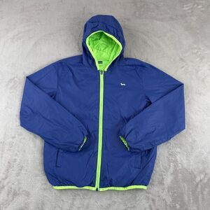 HARMONT &‎ BLAINE Rain Jacket Youth 14 Years Green Blue Reversible Hooded Zip Up